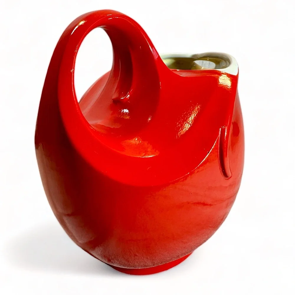 HALL CHINA Chinese Red Serving Pitcher, Art Deco, Refrigerator Ware, 1930s - Picture 11 of 12